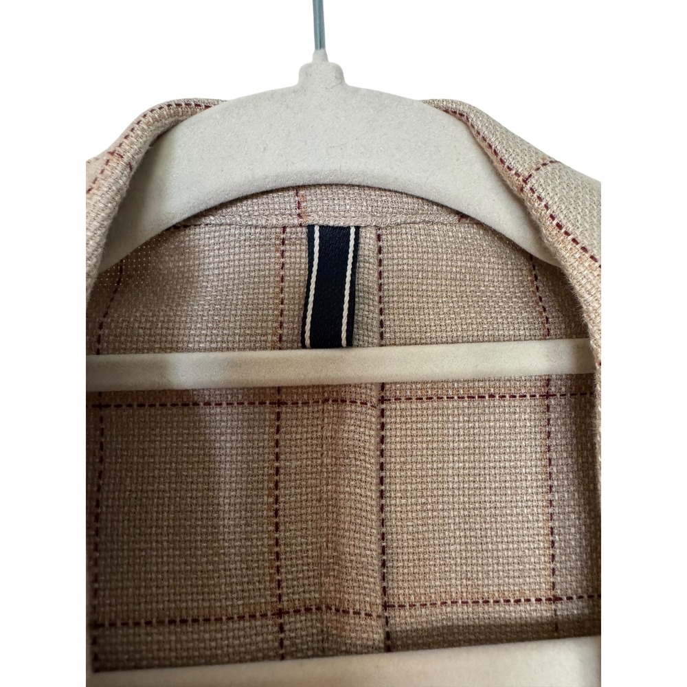 LBM 1911 Beige Checker Casual Men's Coat Summer Jacket Light Fabric Tailored - Picture 5 of 14